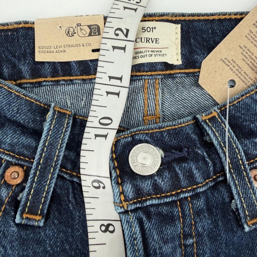 Levi's Jeans Womens 26x30 Dark Indigo 501 Curve Straight Leg High Rise Stretch - Picture 10 of 11